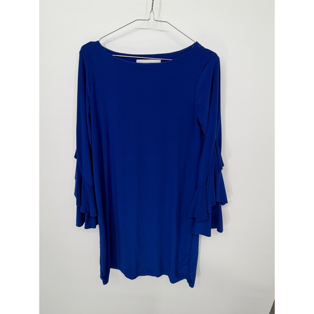 Emma & Michele Womens Dress Ruffle Bell Sleeve Royal Blue Size S